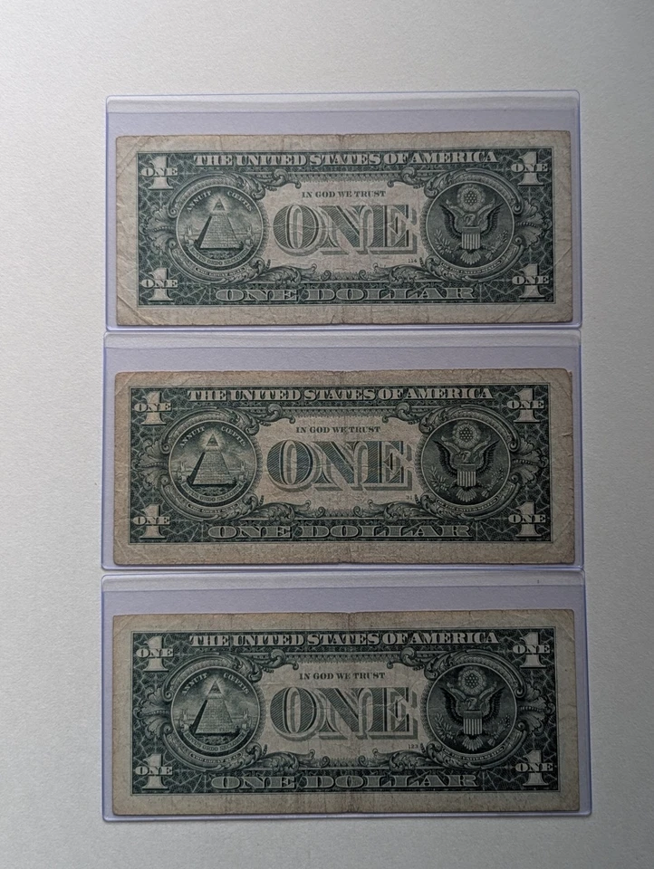 US Three 2013 $1 Bills, Broken Ladders, Circulated  - Image 2 of 2