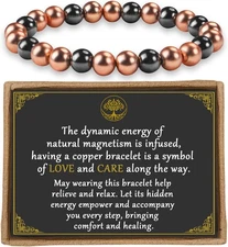 Copper Bracelet for Women and Men, Magnetic 8mm Elastic Rope 