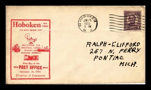 DR JIM STAMPS US COVER HOBOKEN NEW JERSEY NEW POST OFFICE BUILDING FIRST DAY