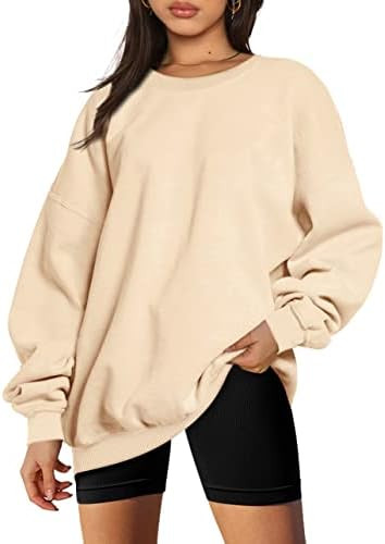 Women's Oversized Hooded Crewneck Sweatshirt - Cozy Winter Pullover for Outfits