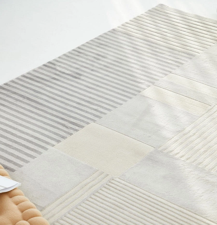 Modern Gray Abstract Area Rug Large 7 x 10 ft Living Room Carpet Black White - Image 3 of 4