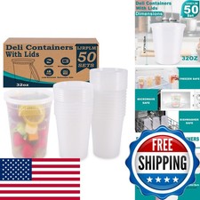 IJRPLM 50 Pack 32oz Plastic Deli Containers with Lids Leakproof Clear