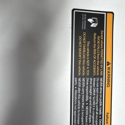 Dash Safety Label Decal for EZGO TXT Golf Cart 1996-2013 Genuine