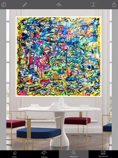 NEW ABSTRACT ART ON CANVAS Original Acrylic Painting  BRIGHT SIGNED 50x48