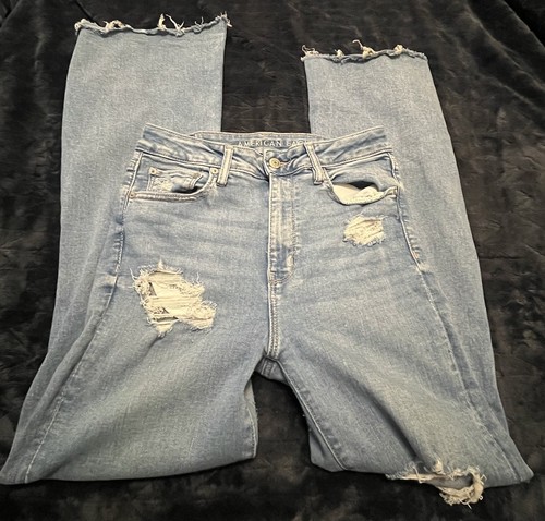 AE AMERICAN EAGLE SUPER HI RISE FLARE NEXT LEVEL STRETCH WOMENS JEANS 8