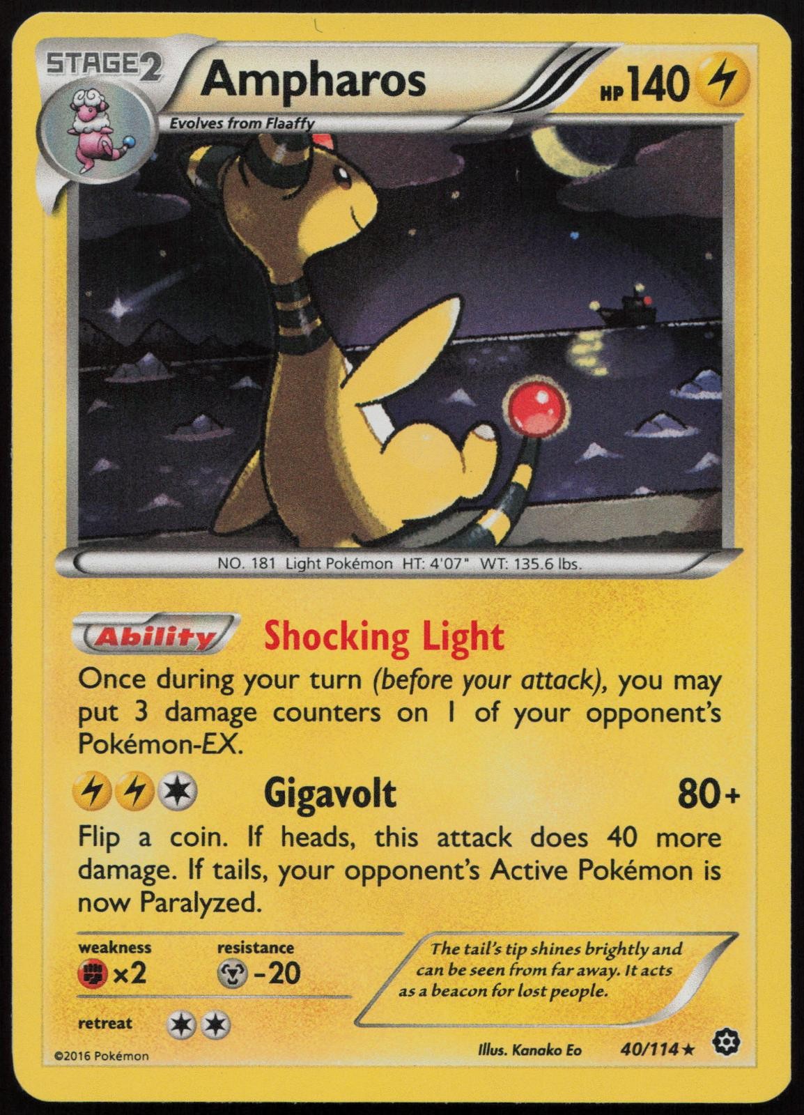 Ampharos 40/114 Holo Rare Steam Siege Pokemon Holo NM/LP
