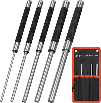8In Long Carbon Steel Pin Punch Set, 5Pcs Pin Punch Sizes 1/8'', 3/16'', 1/4'', 5/1