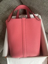 NEW HERMÈS Rose Azalee Clememce PHW Picotin Lock 18 Stamp K-2025 w/ Receipt