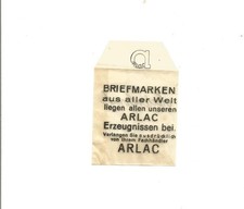 Briefmarken Pergamintüte mit Reklameaufdruck, ARLAC Erzeugnisse