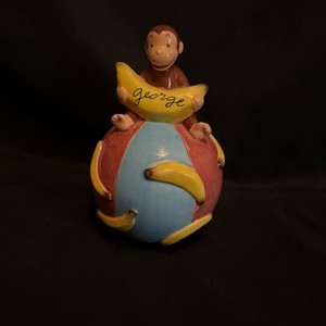 Curious George Save A Whole Bunch Ceramic Bank Piggybank Vandor 1997