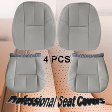 Driver & Passenger Bottom & Top Leather Seat Cover Gray For 2007-2014 GMC Sierra