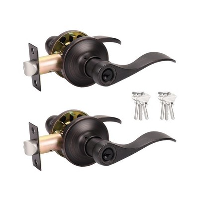 Probrico (2 Pack) Entrance Lever Door Handle Oil Rubbed Bronze,... FAST USA SHIP