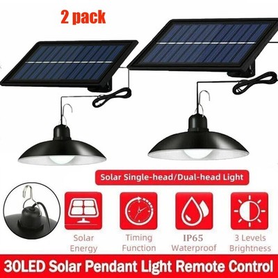 2X LED Solar Pendant Light Outdoor Indoor Solar Powered Motion Sensor Shed Light