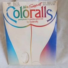 Vintage Coloralls Size C D Pantyhose Basic White Panty Legs Sandal Foot Hose
