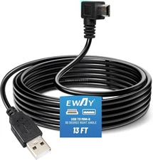 USB 2.0 to Mini-USB Dashcam Charging Cable 13FT Right Angle for Pruveeo D30 D40