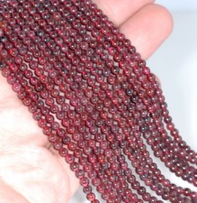 3MM RED GARNET GEMSTONE ROUND LOOSE BEADS 15.5"