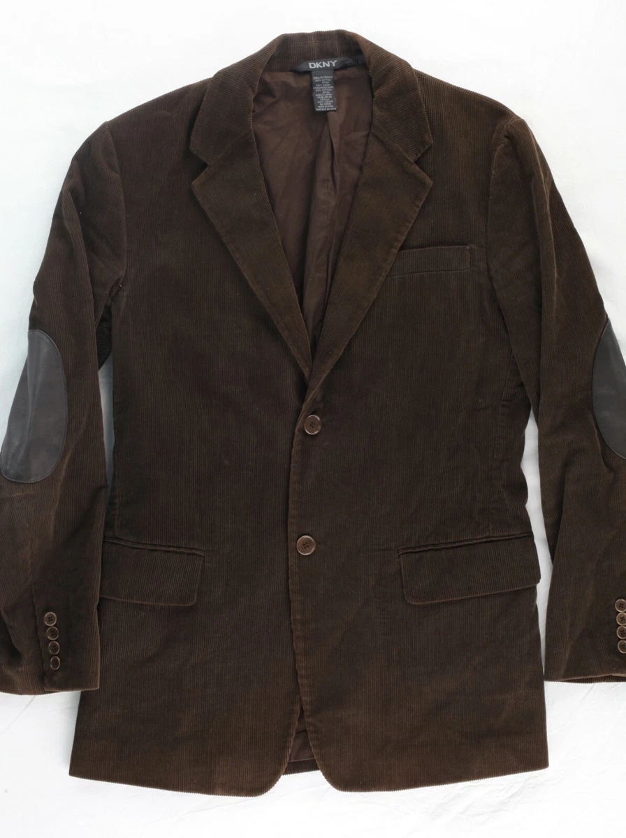 Classic DKNY Corduroy Chocolate Brown 100 Cotton Blazer Sport Coat S 36 38 Mens