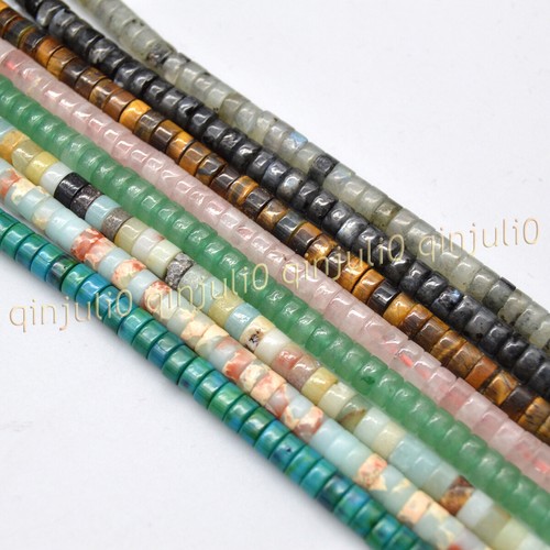 Natural 2x4mm Smooth Heishi Tyre Wheel Rondelle Spacer Gemstone Loose Beads 15'' - 第 2/26 張圖片