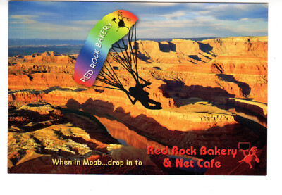 Postcard: Red Rock Bakery & Net Cafe, Moab, UT (Utah) - parasailing