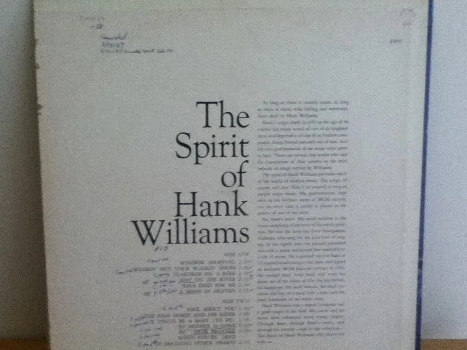 HANK  WILLIAMS             LP        THE  SPIRT  OF  HANK  WILLIAMS  Foto 2 de 4