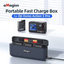 aMagisn For DJI Action 5 Pro Battery Charger Fast Charging Case