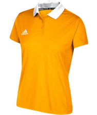  65.00 Adidas Men's Game Built Coaches Sport Polo Shirt, Gold/White, 2XL