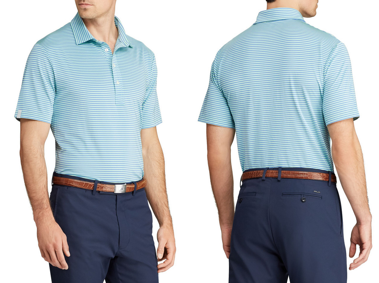 RLX Golf Mens Lightweight Stripe Golf Polo Blue MistSpring Leaf Size XL 12590₽