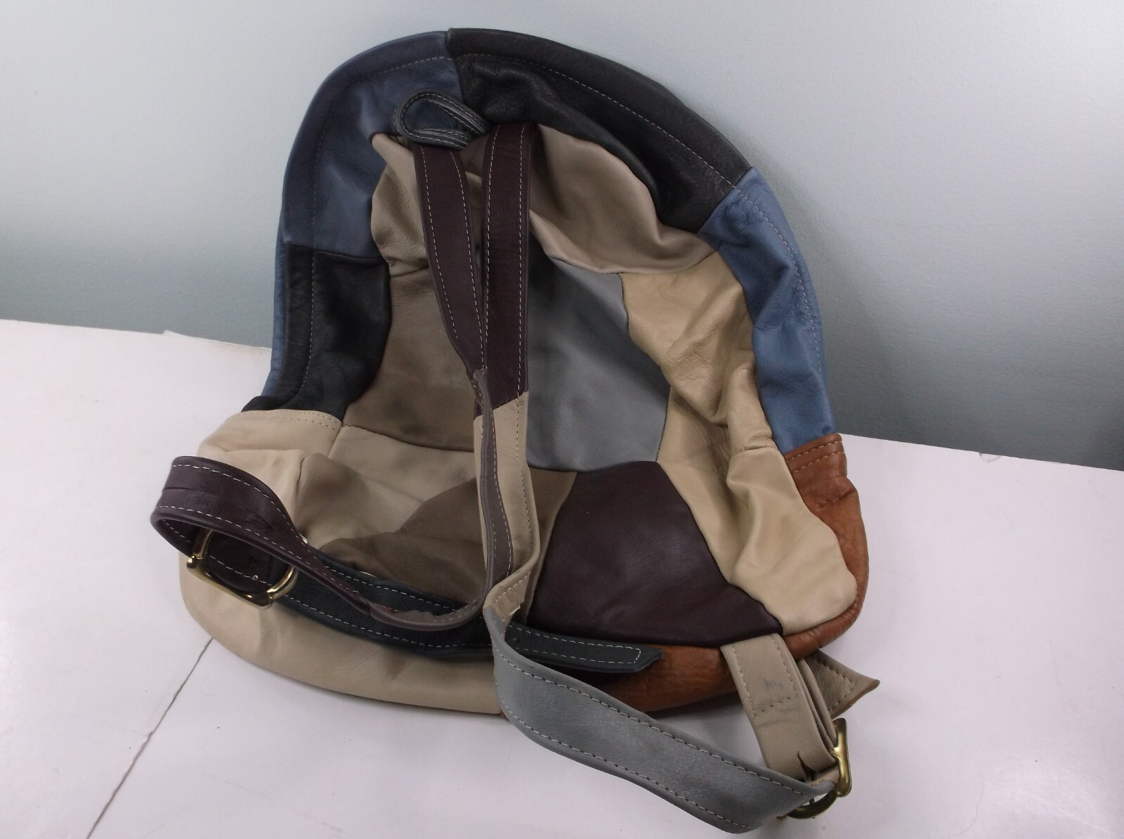 Multi-Color Patchwork Genuine Leather Backpack   … - image 2