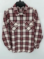 Sanctuary Shirt Womens XS Maroon Pink Plaid Flannel Long Sleeve Button Up NWT