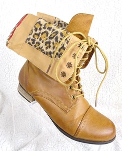 brown fold over combat boots