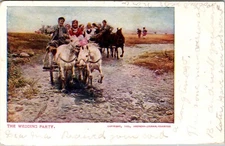 Vintage Postcard Romance The Wedding Party Horse and Carriage PM 1906