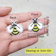 Price for 1 piece of Bee Embroidered iron on Patch, 1+1/4 x 1+1/8"