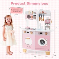 Wooden Play Kitchen Set for Toddlers, Kids Pretend Kitchen Playset