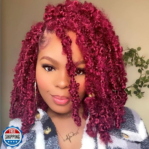 ZRQ Butterfly Locs Crochet Hair Short 12 Inch Burgundy Bob Distressed Butterf