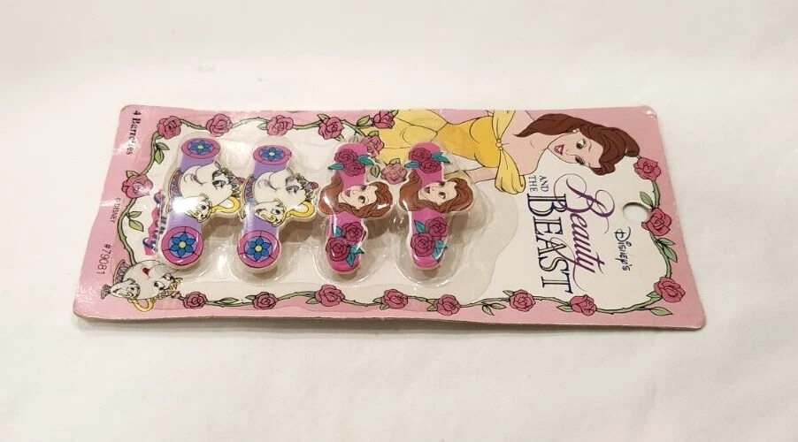 Disney Beauty and the Beast Barrettes Set of 4 Vintage New Rare Goody 1992 - Image 4 of 4