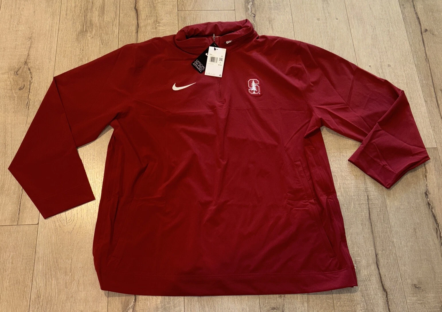Nike Stanford Cardinal Sideline Coach Nike College 1/2-Zip Hooded Jacket Sz 2XL