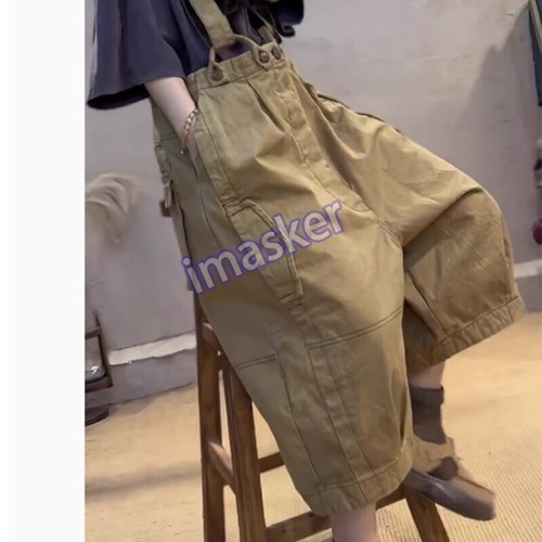 Women Casual Retro Cotton Linen Jumpsuit Overalls Wide Leg Pants Japanese - Picture 6 of 23