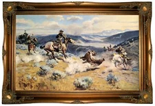 Russell Loops Swift Horses are Surer than Lead Wood Framed Canvas Repro 19x32