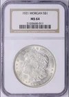 1921 Morgan Silver Dollar $1 NGC MS 64 (#2120668-011)