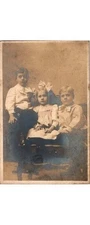 1915 RPPC Postcard: Three Childrens Period Attire Early 20th Century Fashion