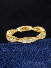 Yellow Gold Twisted Band Ring With Cubic Zirconia Women Size 5 6 7 8 9 10 11