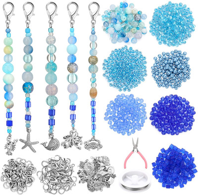 790Pcs Ocean Charms for Keychain Making Kit Beach Beads DIY Craft Keychain Starf