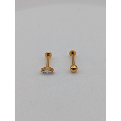 Claire's 18kt Gold Plated Titanium Cubic Zirconia Marquise Stud Ball Earring Set