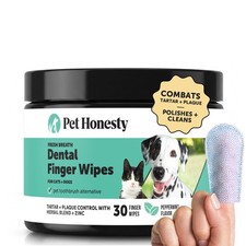 Dog Dental Finger Wipes for Teeth Cleaning Plaque Off - Cat 30 Count, White