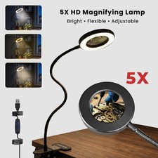 LED Magnifying Lamp with Clamp Dimmable 3 Color Modes Adjustable Arm Desk Light