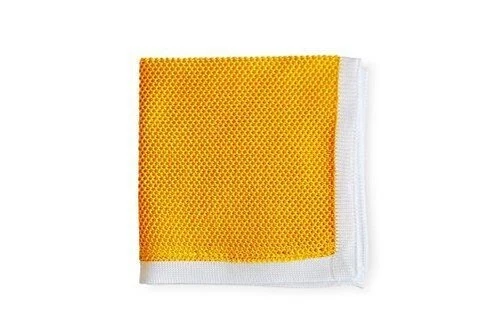 Frederick Thomas Pañuelo de bolsillo tejido amarillo liso con bordes blancos Foto 3 de 4