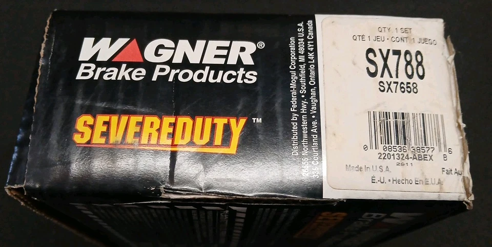 Pastillas de freno Wagner SevereDuty - SX788 - AM General / Hummer Models Foto 2 de 4