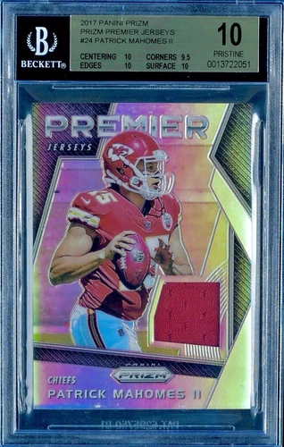 BGS 10 Pristine RC Patrick Mahomes 2017 Panini Prizm Premier Rookie Patch POP 2