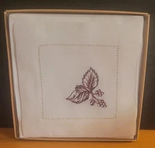Williams-Sonoma Mayfair Cocktail Napkins Set of 24 Linen 6” Berry Embroidered  