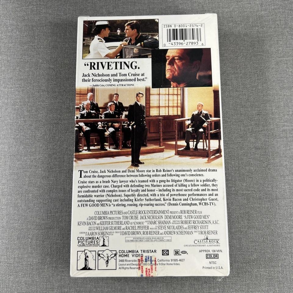 A Few Good Men VHS ~ 1993 Vintage ~ Tom Cruise ~Jack Nicholson ~ NEW Sealed Foto 2 de 4